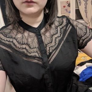 Black Lace Peplum Blouse